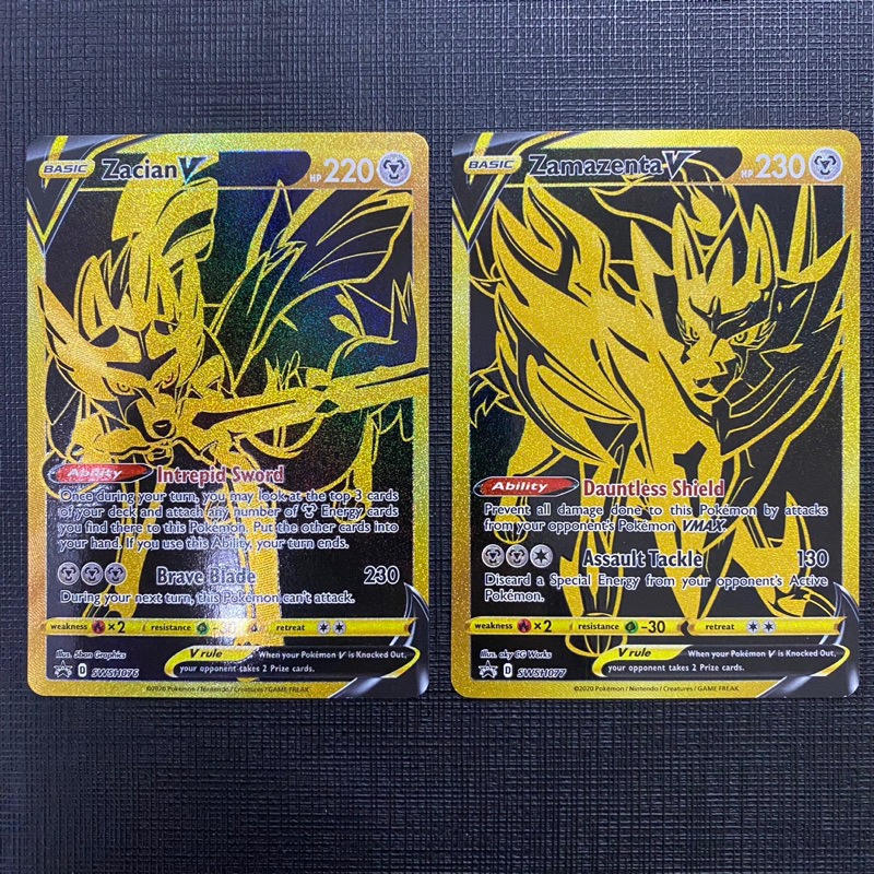 Zacian/Zamazenta V Gold SWSH Promo Pokemon Card Shopee Malaysia