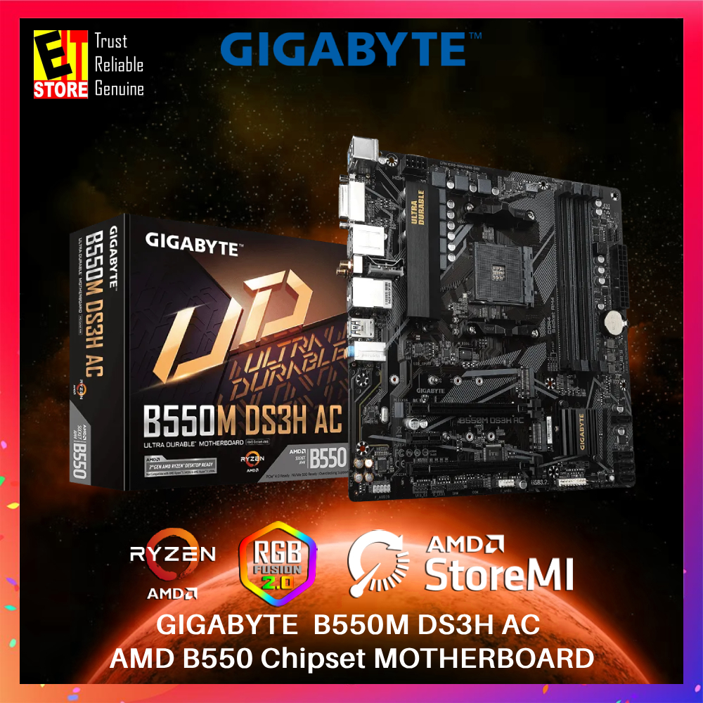 GIGABYTE B550M DS3H AC AMD B550 CHIPSET MOTHERBOARD Shopee Malaysia