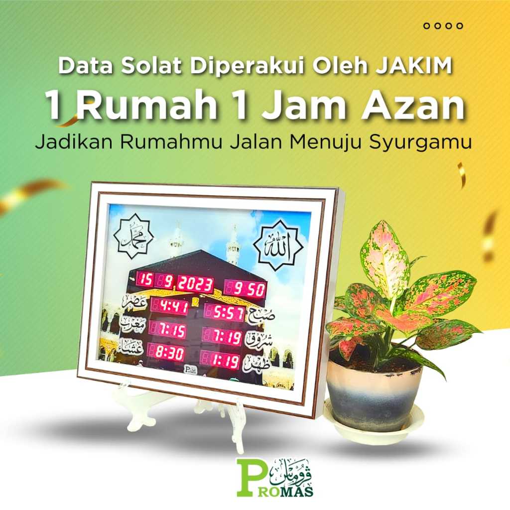 PROMAS Jam Azan Dinding Solat Digital, Jam Digital Azan Dinding Rumah