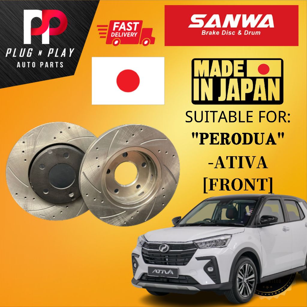 SANWA PERODUA ATIVA FRONT ( DEPAN ) DISC ROTOR SPORT SLOTTED & DRILLED ...