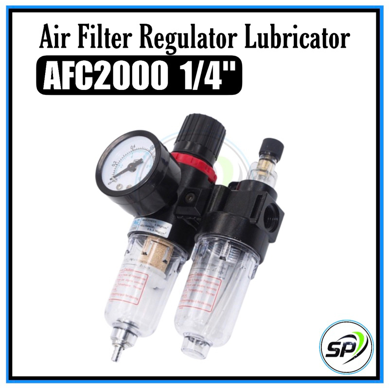AFC2000 1/4" Pneumatic Air Pressure Filter+Regulator+Lubricator, Oil