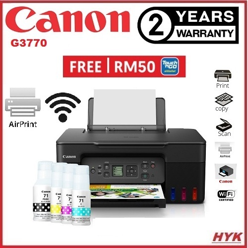 Canon Pixma G2730 G3730 G3770 Wifi 3 In 1 Aio Printscancopy Refill Ink Tank Printer Similar 2252