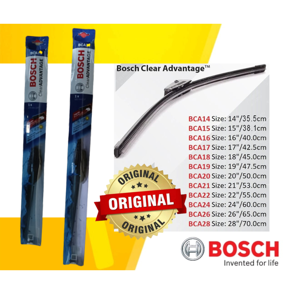 BOSCH Clear Advantage Wiper Blade Set - 24" & 22" Front Pair For Crystal Clear View