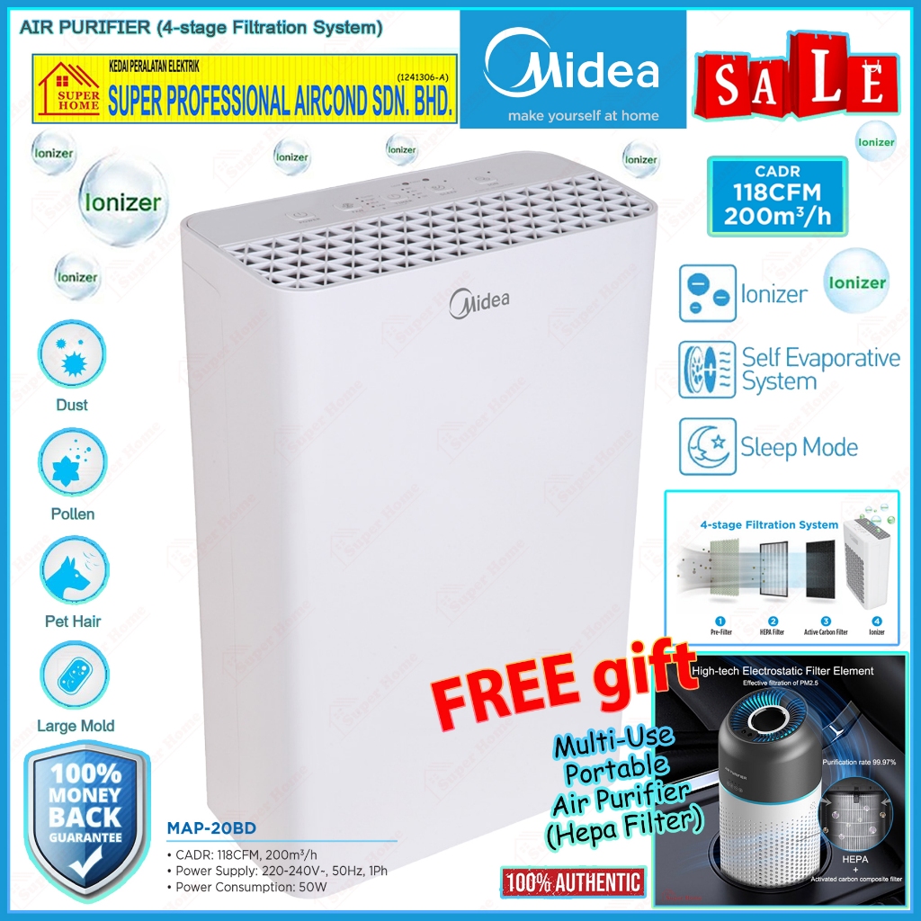 Midea Air Purifier MAP-20BD ionizer Air Purifier + Free Gift Super Home ...