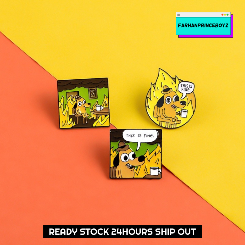 [READY STOCK] Memes Dog Funny Cartoon Design Alloy Brooch Pin Enamel ...