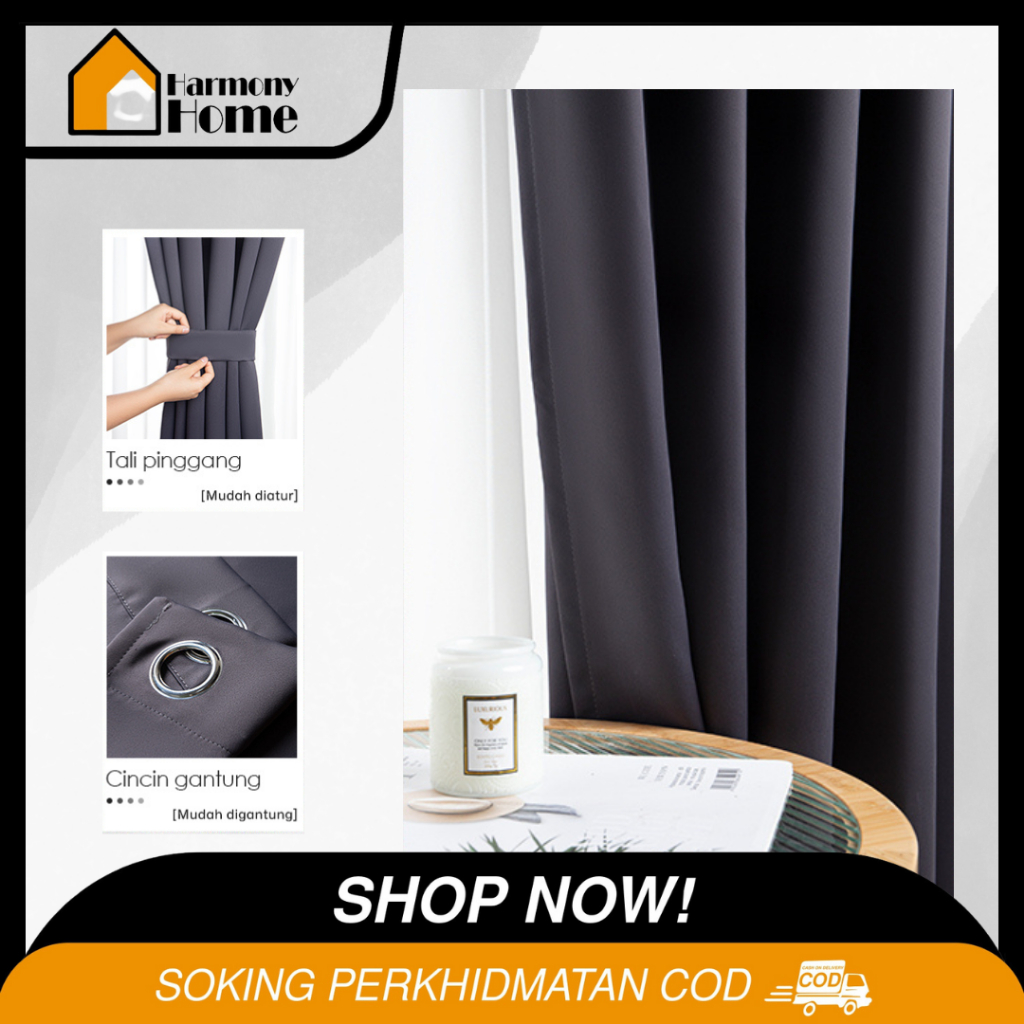 HARMONY Solid Color Blackout Curtain 90 AntiUV Thermal Window Curtain