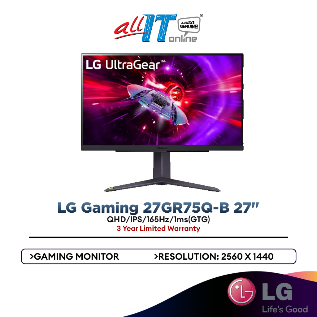 LG 27GR75Q-B 27"/QHD/IPS/165Hz/1ms(GTG) Gaming Monitor | Shopee Malaysia