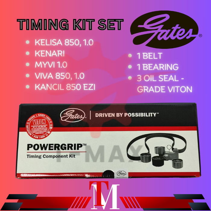 ( GATES ORIGINAL) TIMING KIT KELISA KENARI VIVA 850 1.0, MYVI 1.0, 850 ...