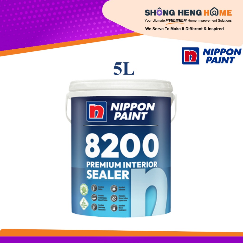 5L Nippon Paint 8200 Premium Interior Sealer (Wall Sealer | Undercoat ...