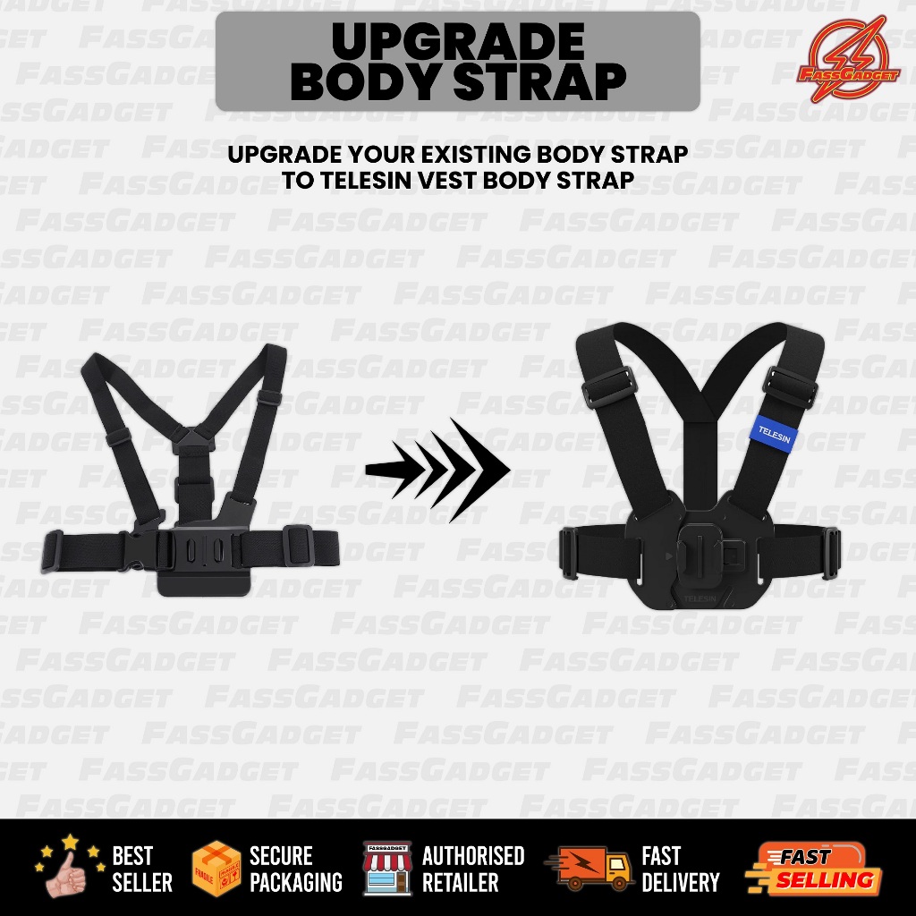 (🔥UPGRADE🔥) BODY STRAP TO VEST STRAP TELESIN | Shopee Malaysia