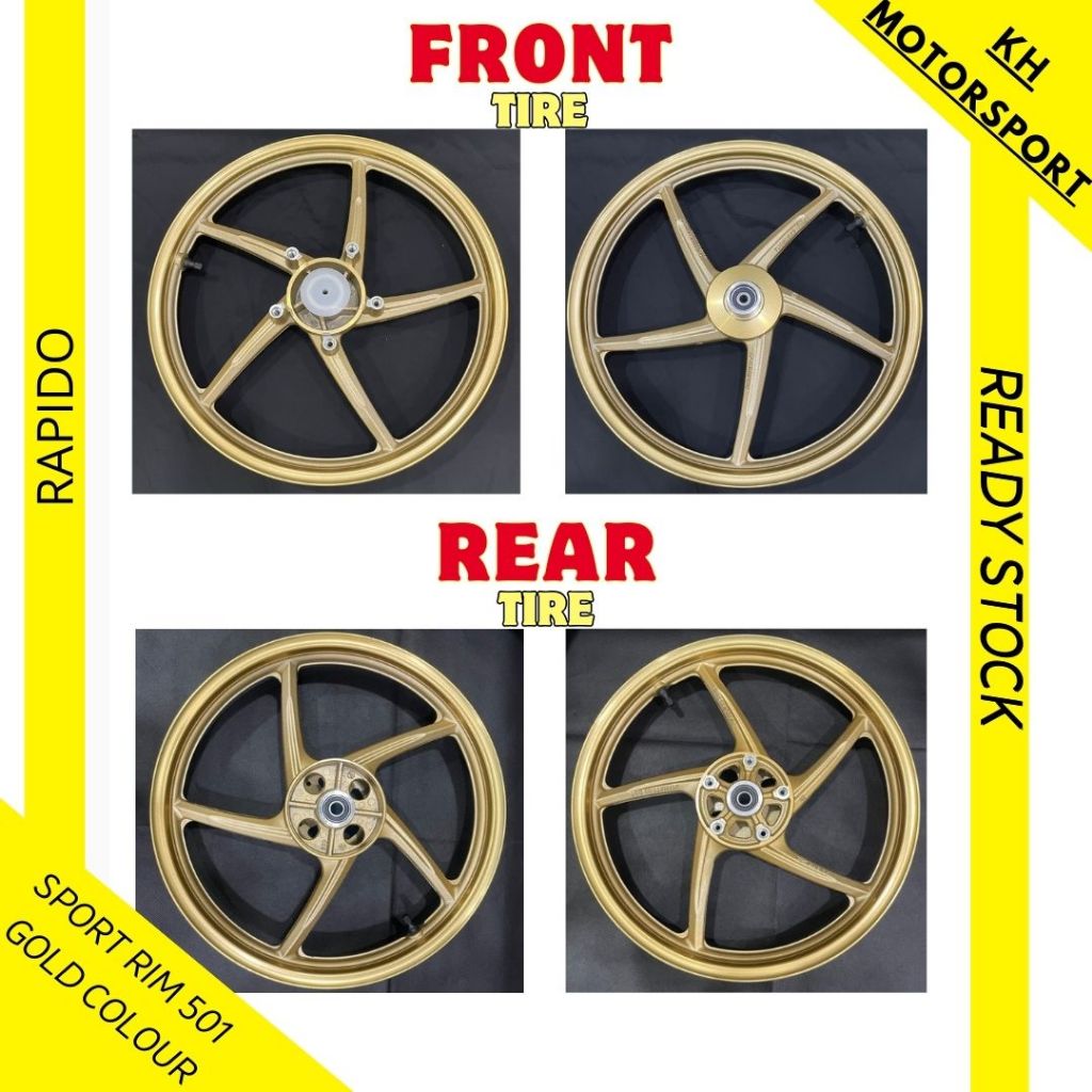 RAPIDO Sport Rim 501 Gold Colour For Yamaha Y15ZR | Shopee Malaysia