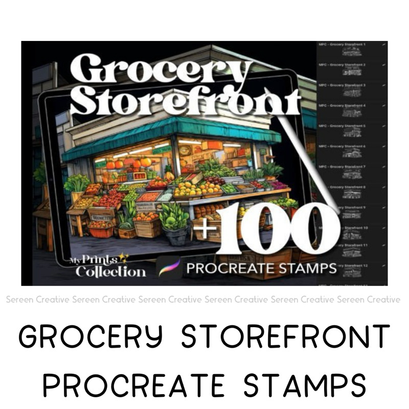 P805 Procreate Grocery Storefront Stamps (Grocery stores stamp