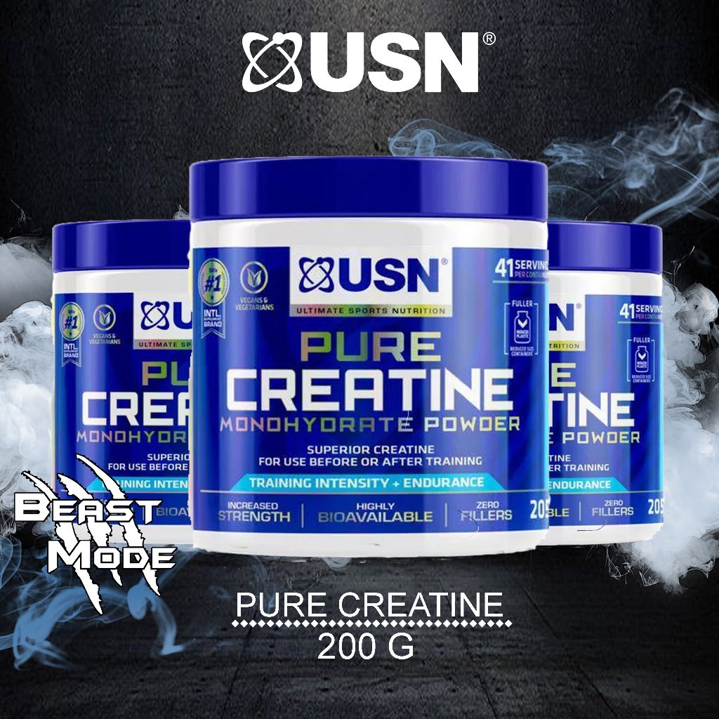 USN Pure Creatine Monohydrate 200g 410g Unflavored Micronized Powder ...