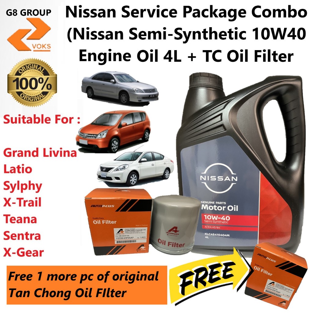 Nissan Service Package Combo ( NISSAN SEMI SYNTHETIC 10W40 ENGINE OIL ...