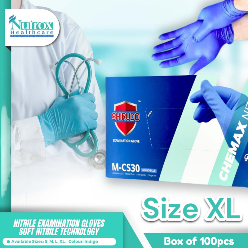 CHEMAX Nitrile Examination Gloves, Chlorinated, Textured Finger Grip
