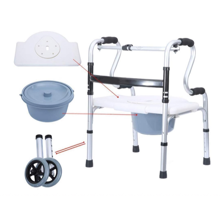 Premium Aluminium Walking Frame with Commode and Wheels | Shopee Malaysia