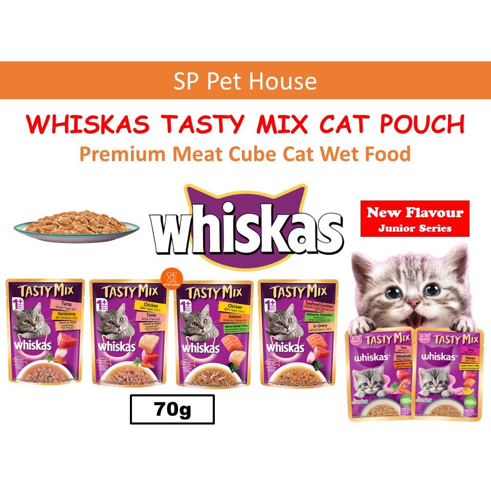 Whiskas Tasty Mix Cat Pouch Wet Food 70G / Makanan Basah Kucing Whiskas