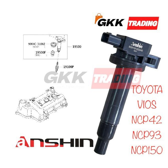 TOYOTA VIOS NCP42 NCP93 NCP159 IGNITION PLUG COIL JAPAN ANSHIN Shopee