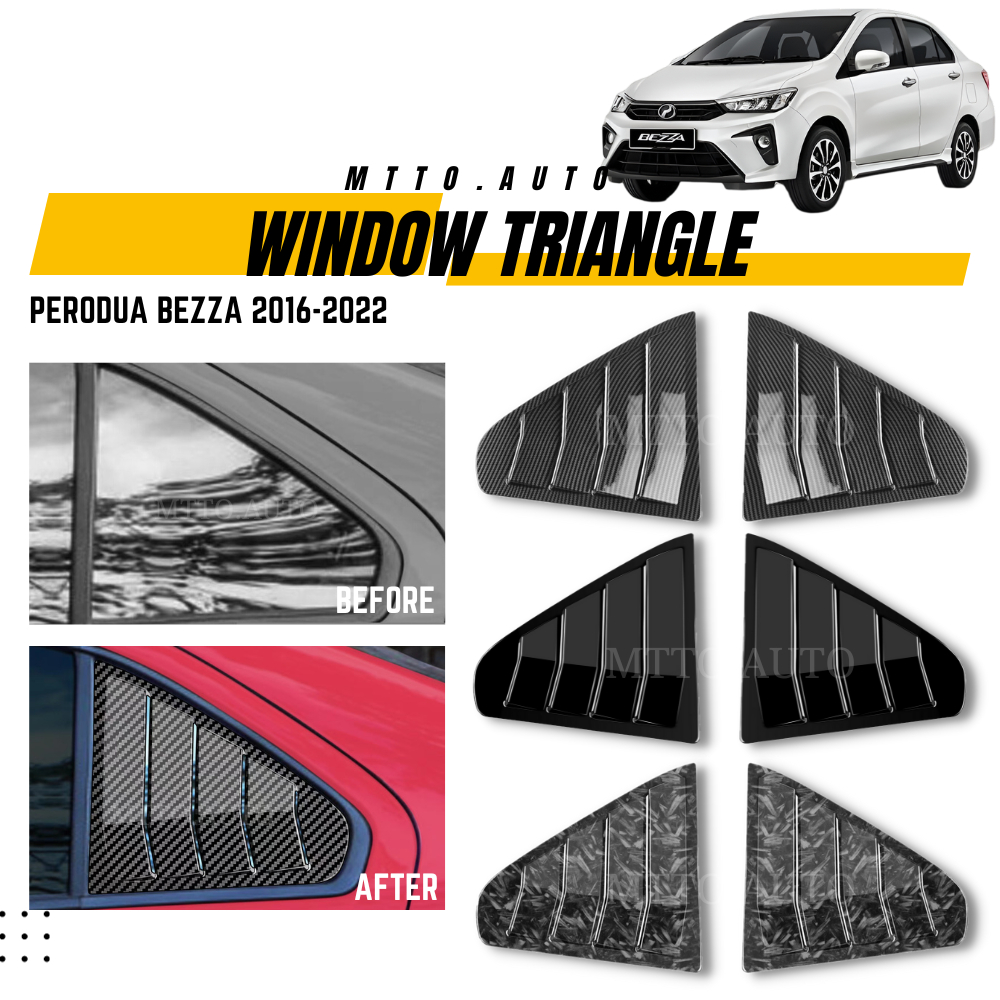 MTTO Perodua Bezza 2016-2022 Exterior Car 2 Pcs Rear Window Triangle ...