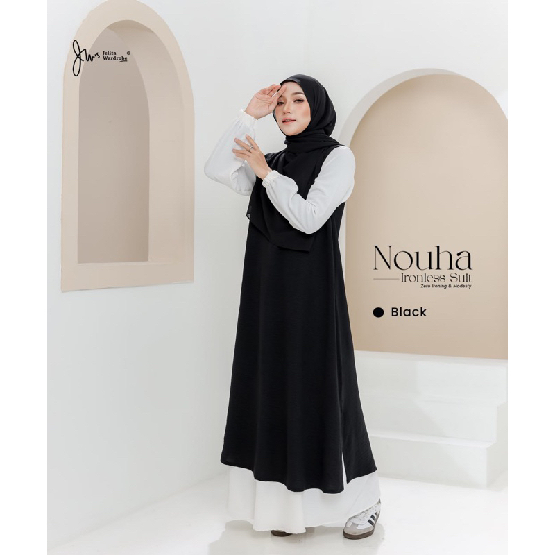 Nouha Suit Jelita Wardrobe Include White Skirt Cey Crepe Ironless