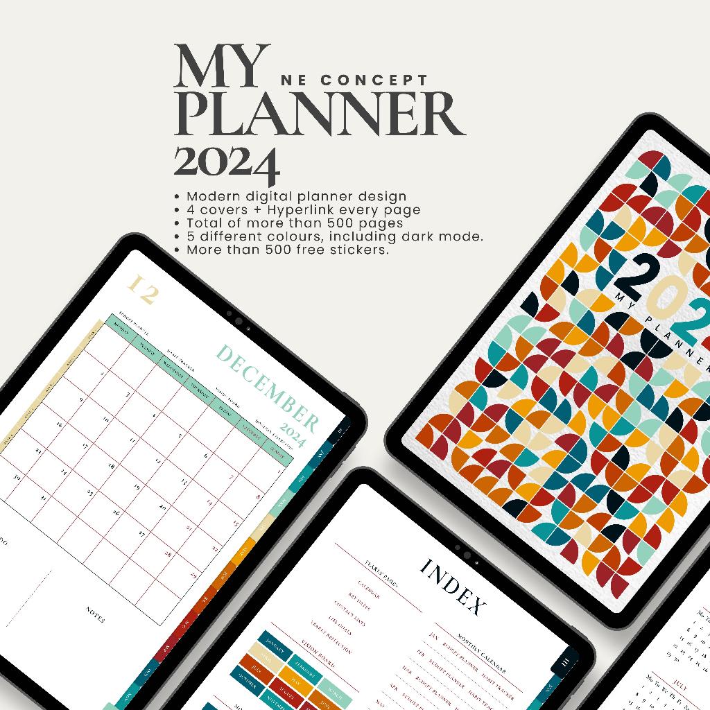 2024 Digital Planner Journal Yearly Monthly PDF GoodNotes / Notability ...