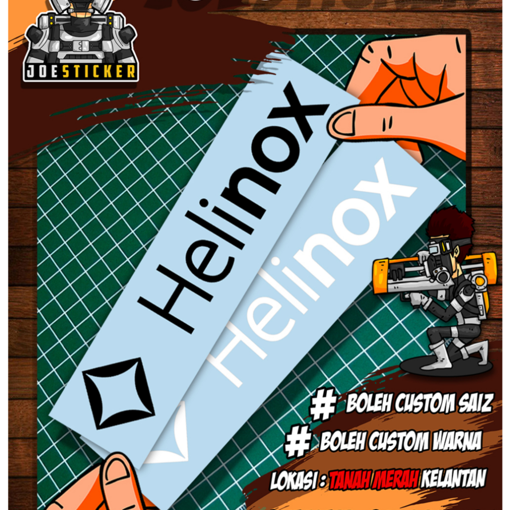 STICKER HELINOX PELBAGAI SAIZ. PILIHAN WARNA MENGIKUT WARNA TULISAN ...