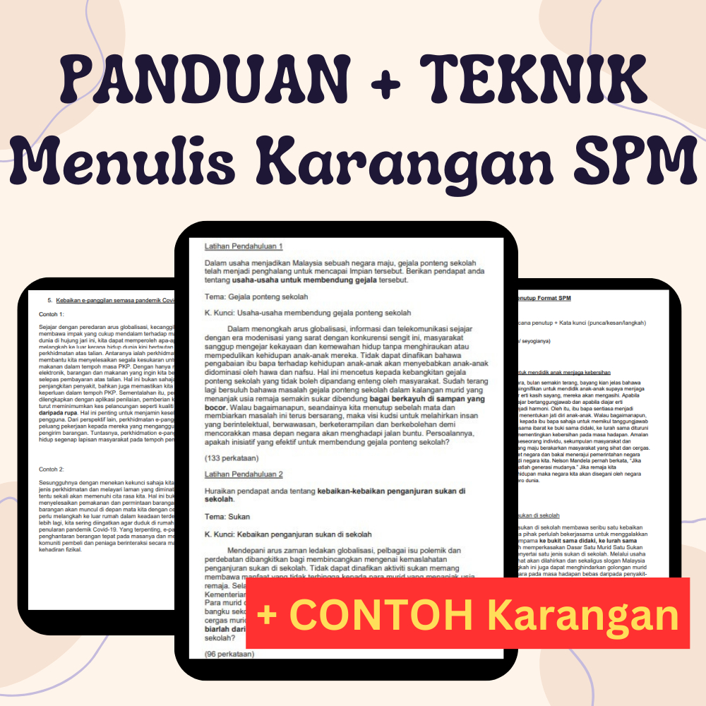 PANDUAN + TEKNIK MENULIS KARANGAN SPM + CONTOH KARANGAN [PDF] | Shopee ...