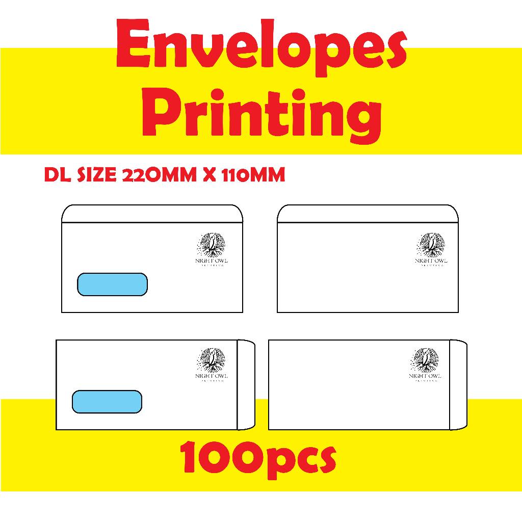 Digital printing envelope DL SIZE 220mm x 110mm ( 100pcs ) Shopee