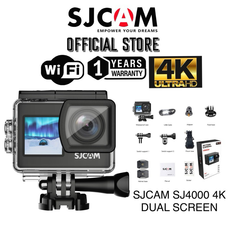 SJCAM OFFICIAL STORE SJCAM SJ4000 DUAL SCREEN 4K 30FPS ORIGINAL 1 YEARS ...
