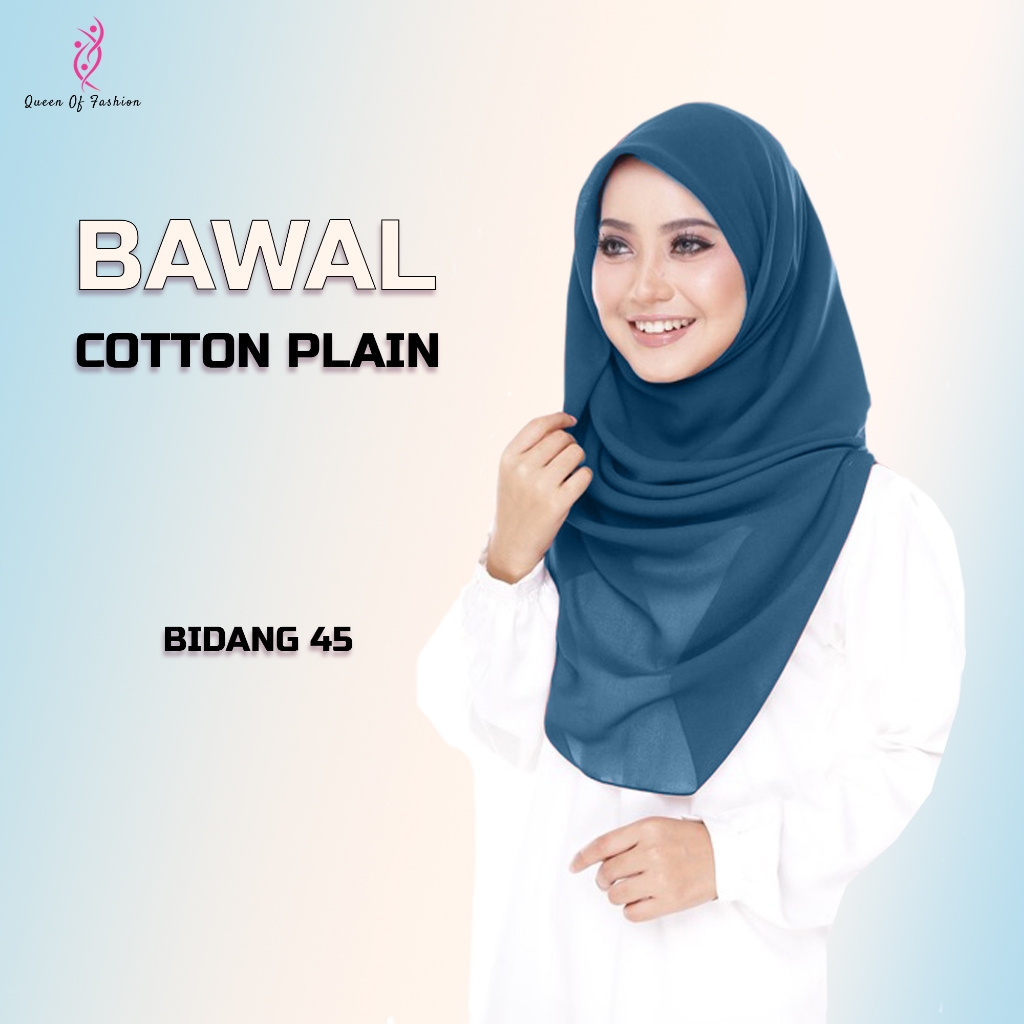 Tudung Bawal Bidang 45 | Bawal Cotton Plain | Tudung Berdagu | Tudung ...