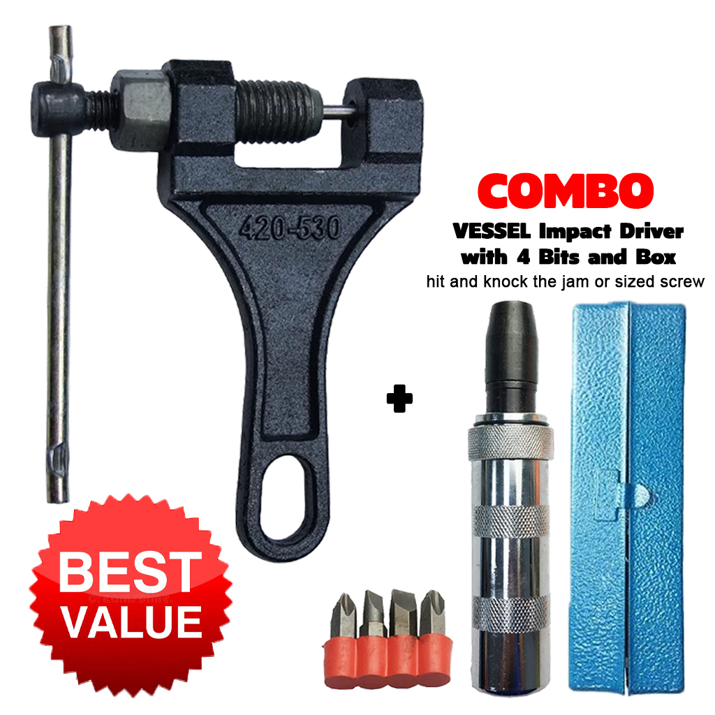 2500 VESSEL Impact Driver with 4 Bits for Jam Screws or Screw Loosening