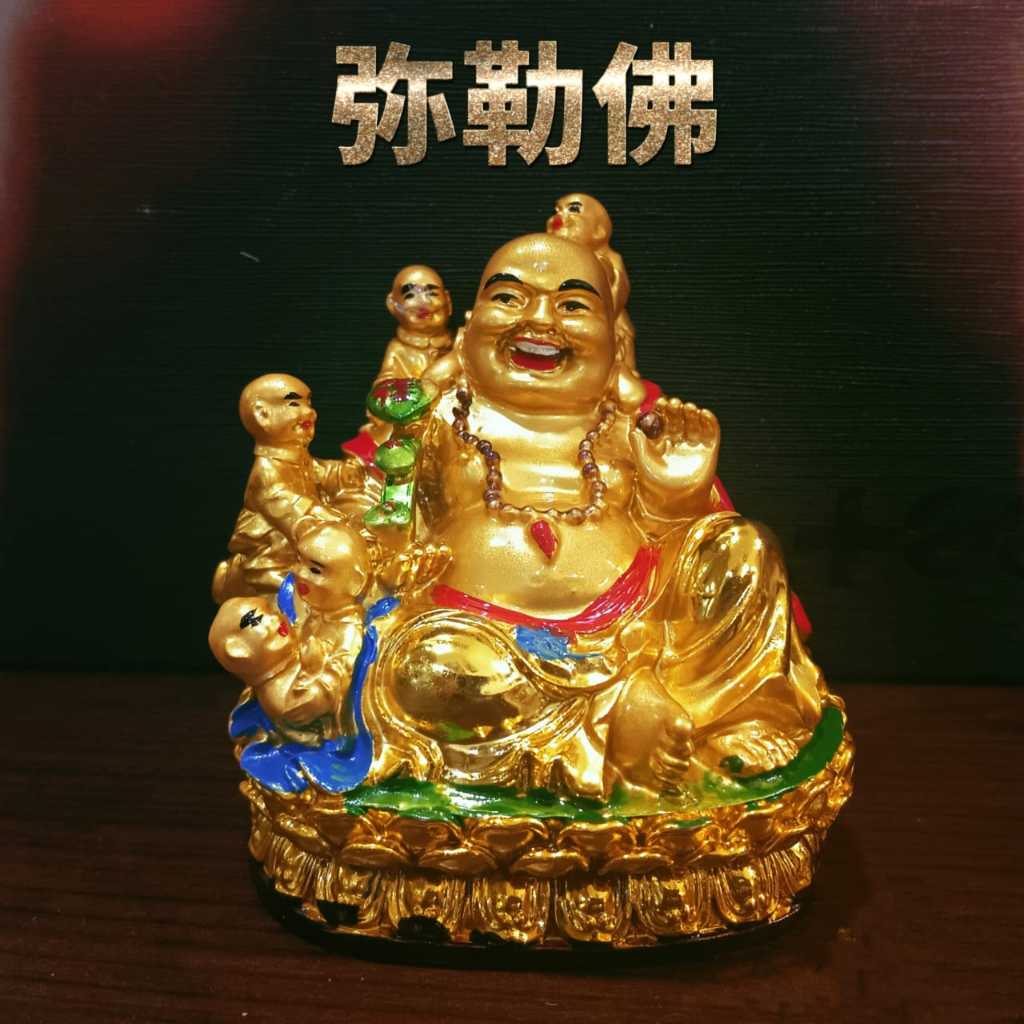 [Fortune Destiny] Feng Shui Golden Laughing Buddha Statue 弥勒佛 笑佛 坐姿 树脂 ...