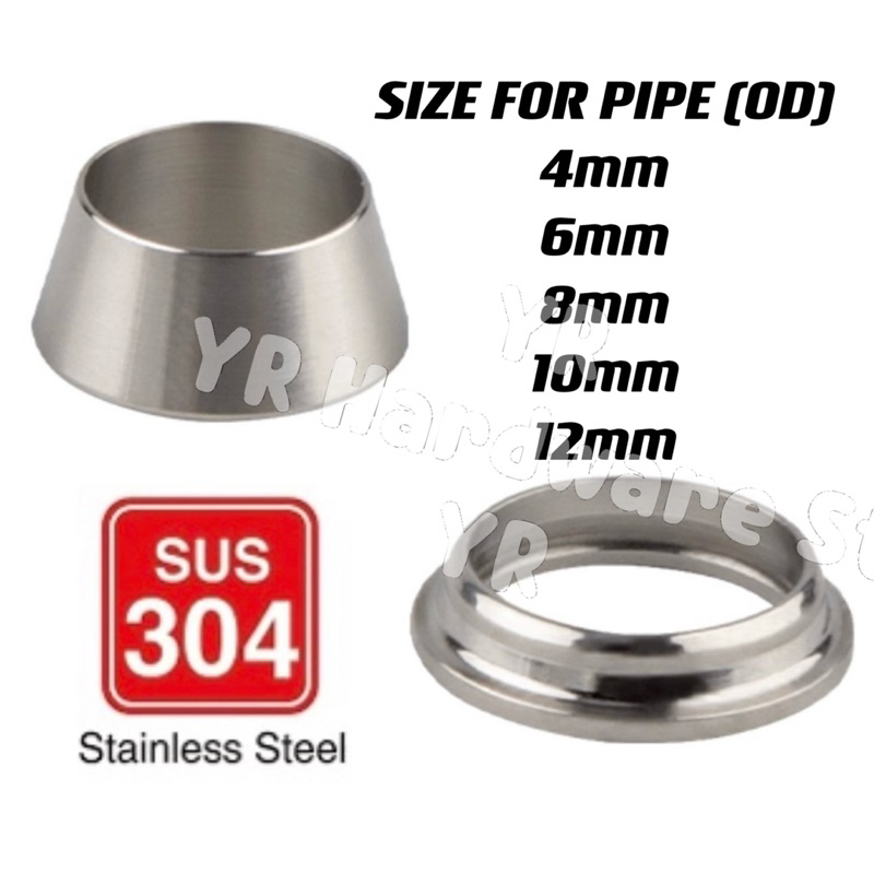 Stainless Steel 304 Ferrule Compression Ring Front & Back 4mm 6mm 8mm ...