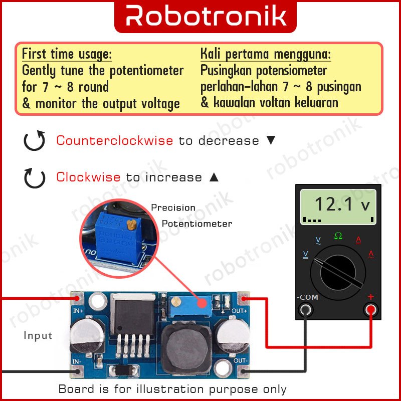 DC Step Down LM2596 (Adjustable) Case 2596 Display Buck Converter Turun ...