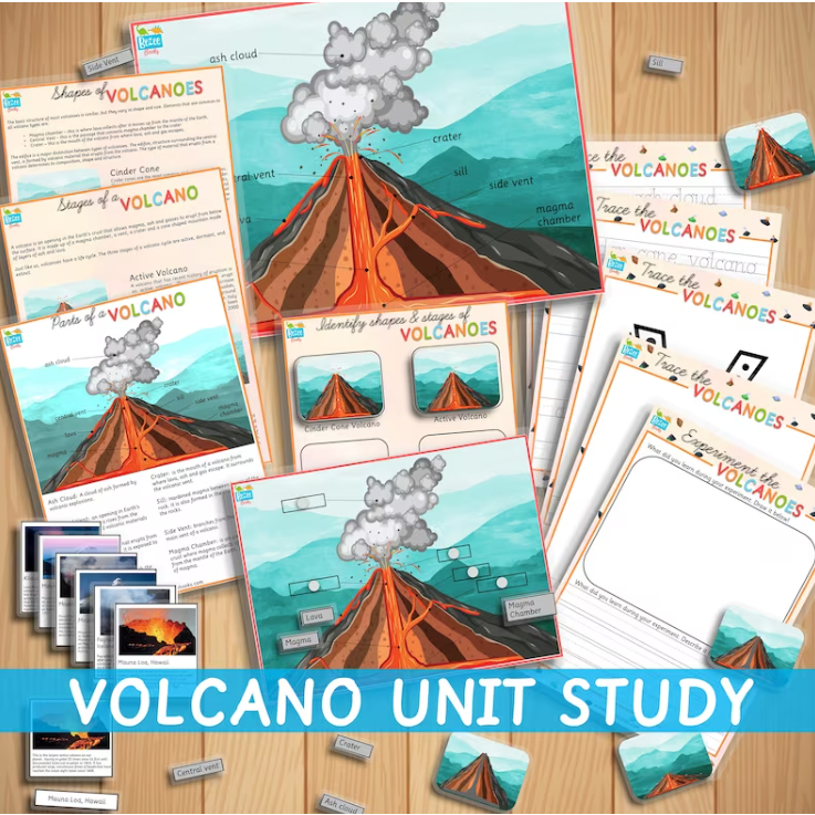 PDF] Volcano Unit Study Busy Book Preschool Quiet Book Kids Activity ...