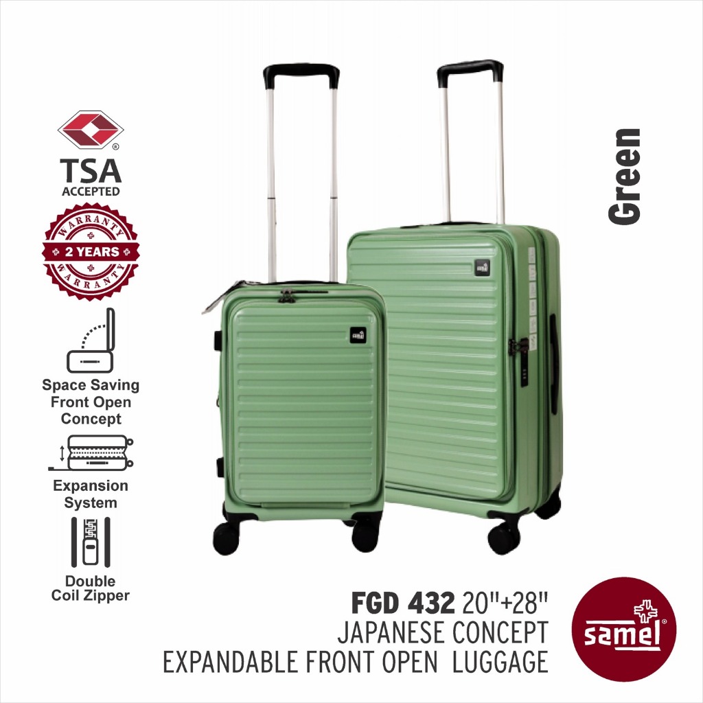 2 IN 1 SET (20" + 28") (FRONT OPEN LUGGAGE) JAPANESE CONCEPT EXPANDABLE ANTITHEFT ZIPPER