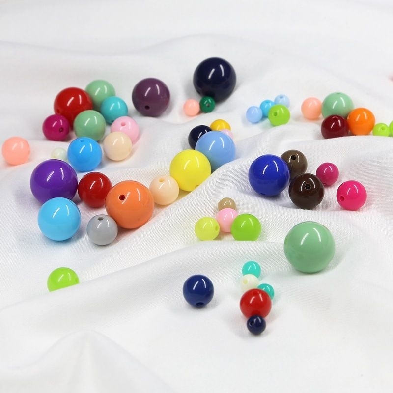 8mm Solid color Acrylic beads 100pcs round beads straight hole diy ...