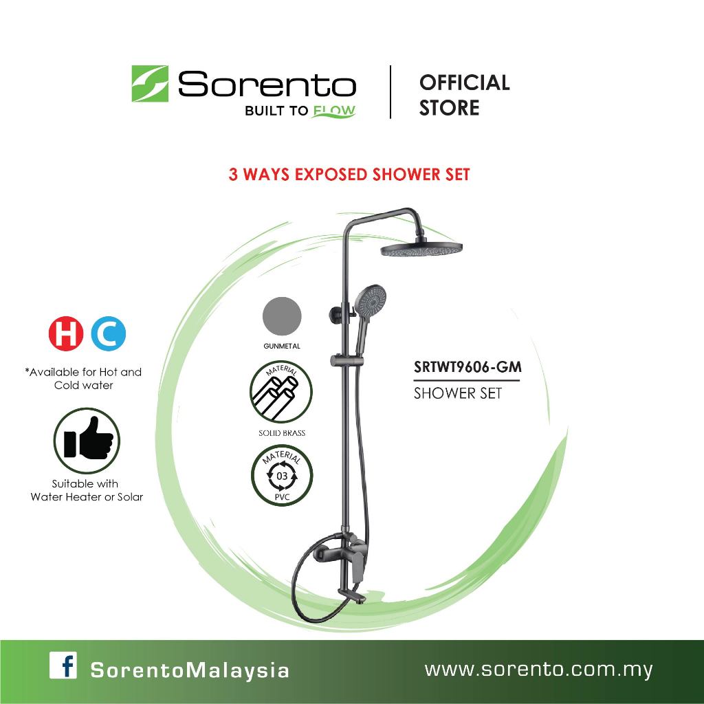 SORENTO Shower Set SRTWT9606GM Gun metal colour 3 ways exposed shower
