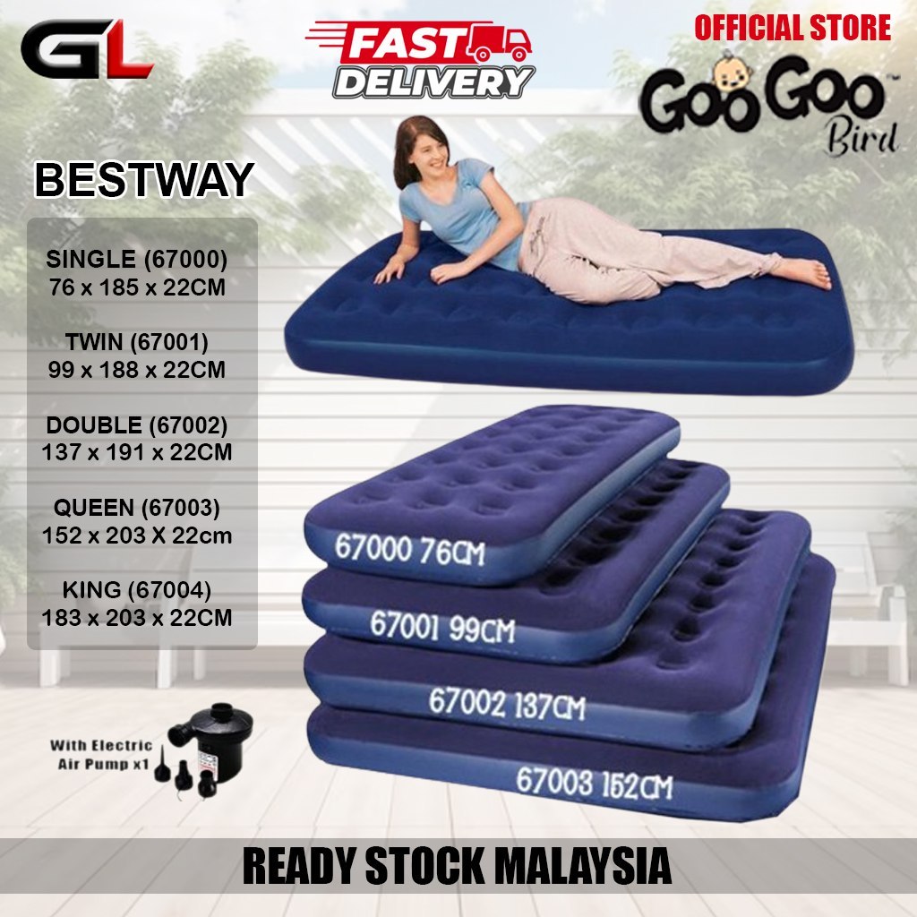 [GL] BESTWAY ORIGINAL Multi Size Inflatable Air Bed air Mattress with ...