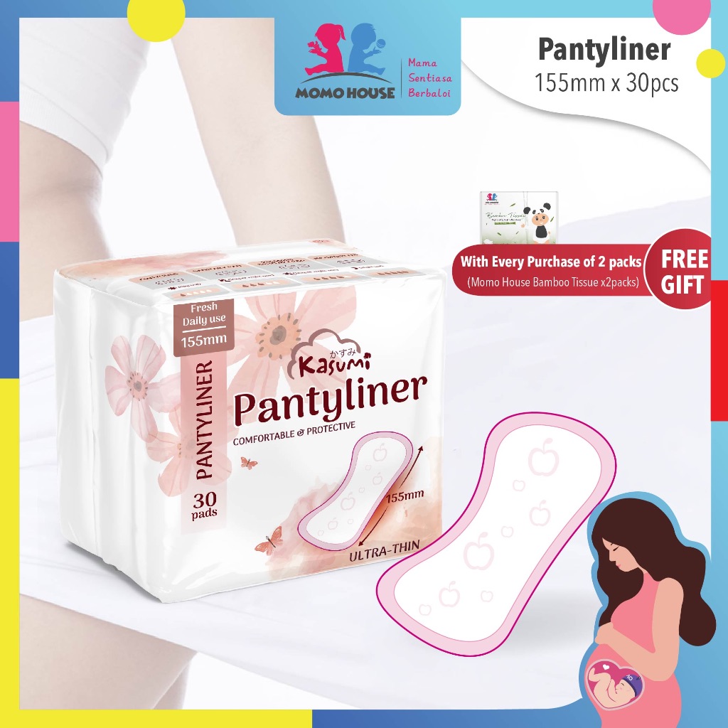 30pcs KASUMI Pad Panty Liner Pad Daily Fresh Wide & Comfortable (2 Pack