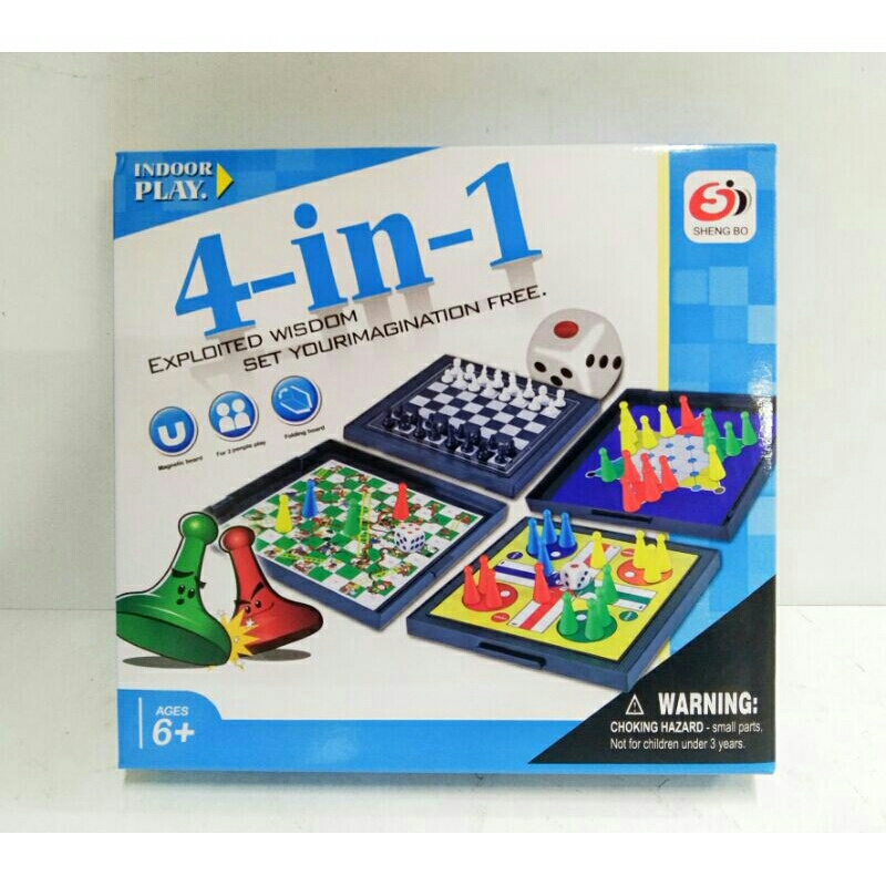 Magnetic Mini Pocket Board Games 4 in1 Chess Snake Ladder Ludo Halma ...