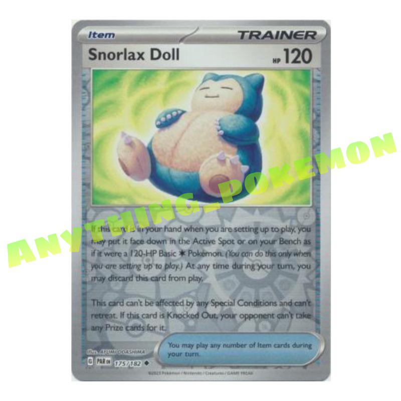 snorlax doll pokemon card - 175/182 - Paradox Rift - Reverse Foil Pokemon Trainer Card - Snorlax