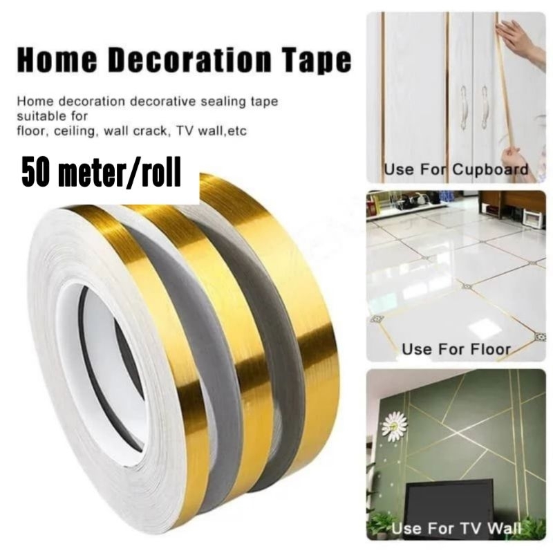 1 Roll Ceramic Tile Gap Gold Tape Self-adhesive Floor Wall Seam