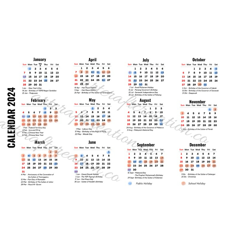 CALENDAR 2024 MALAYSIA | KALANDER 2024 (PDF FORMAT) DIGITAL CALENDAR ...