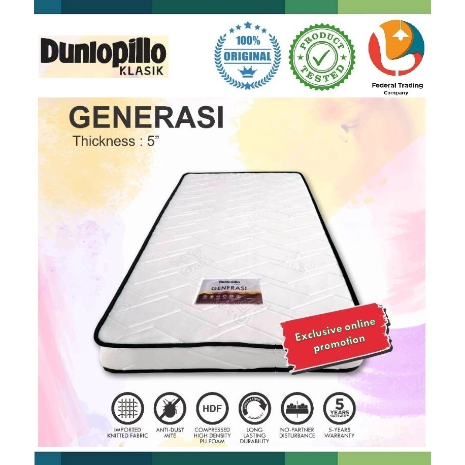 Dunlopillo Klasik Generasi Orthorest Single Bed 5" inch Compressed High