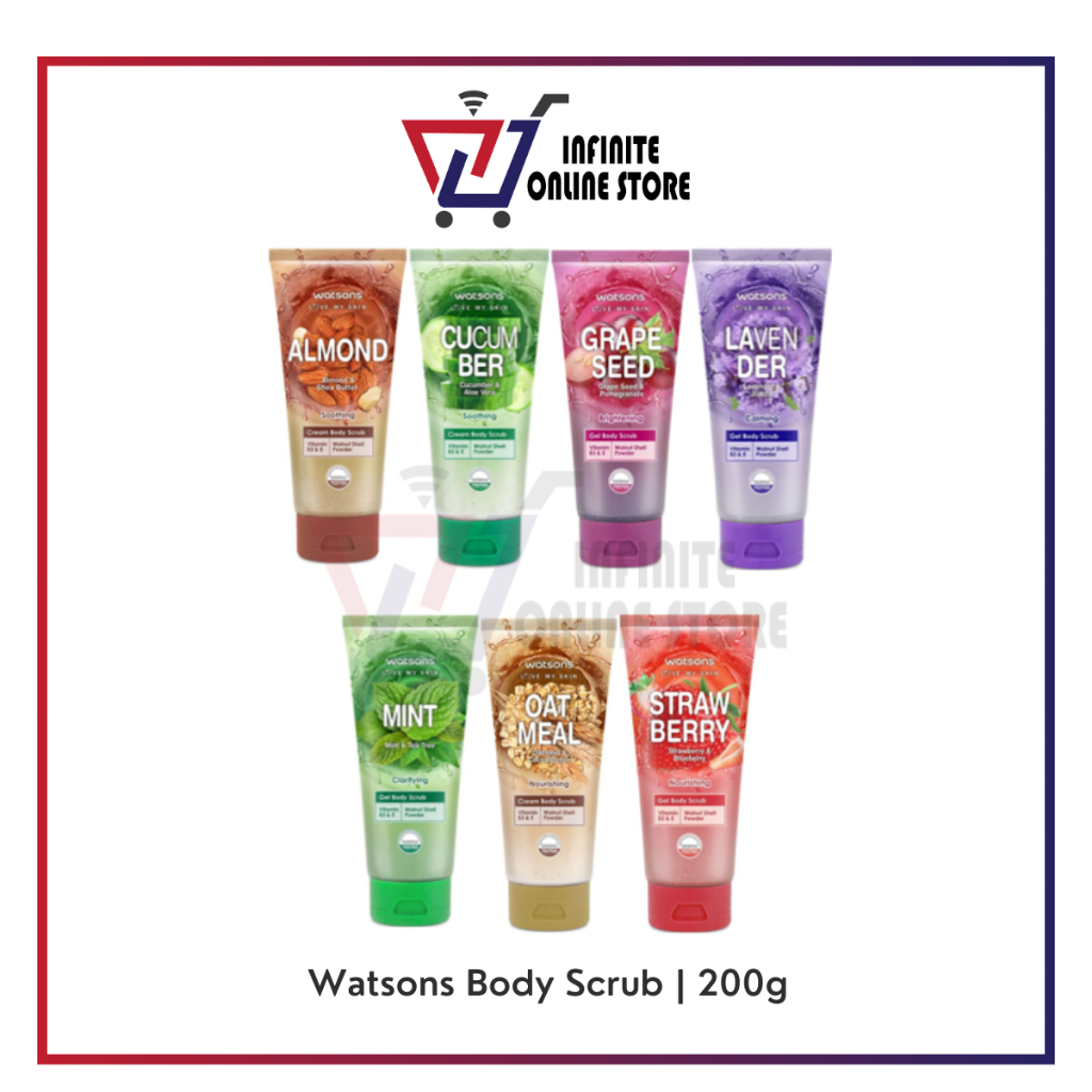 WATSONS Gel / Cream Body Scrub (200g) (Lavender / Grape / Strawberry / Almond / Mint / Cucumber