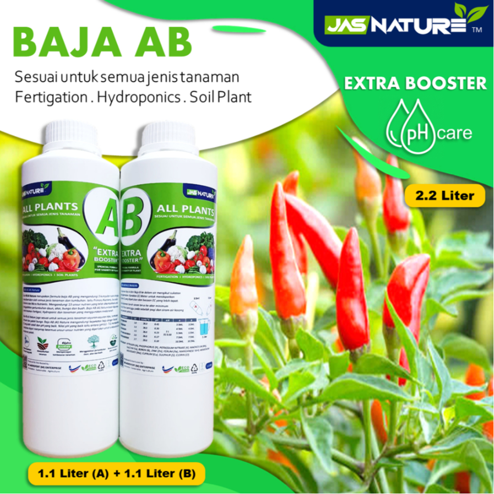 Baja AB JAS NATURE™ (2.2L) Formula Extra Booster Fertigasi, Hidroponik ...