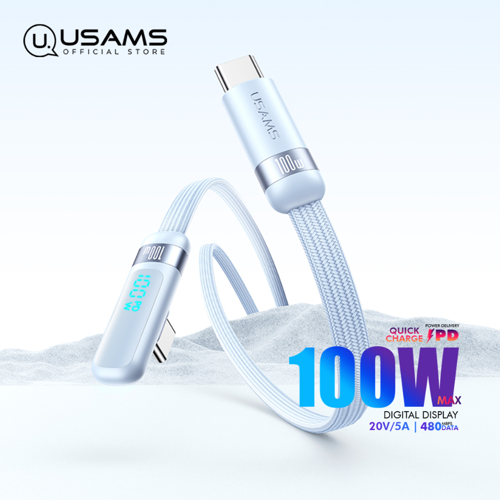 USAMS Elbow Type-C to Type-C Fast Charging Cable PD 100W Wind Series ...