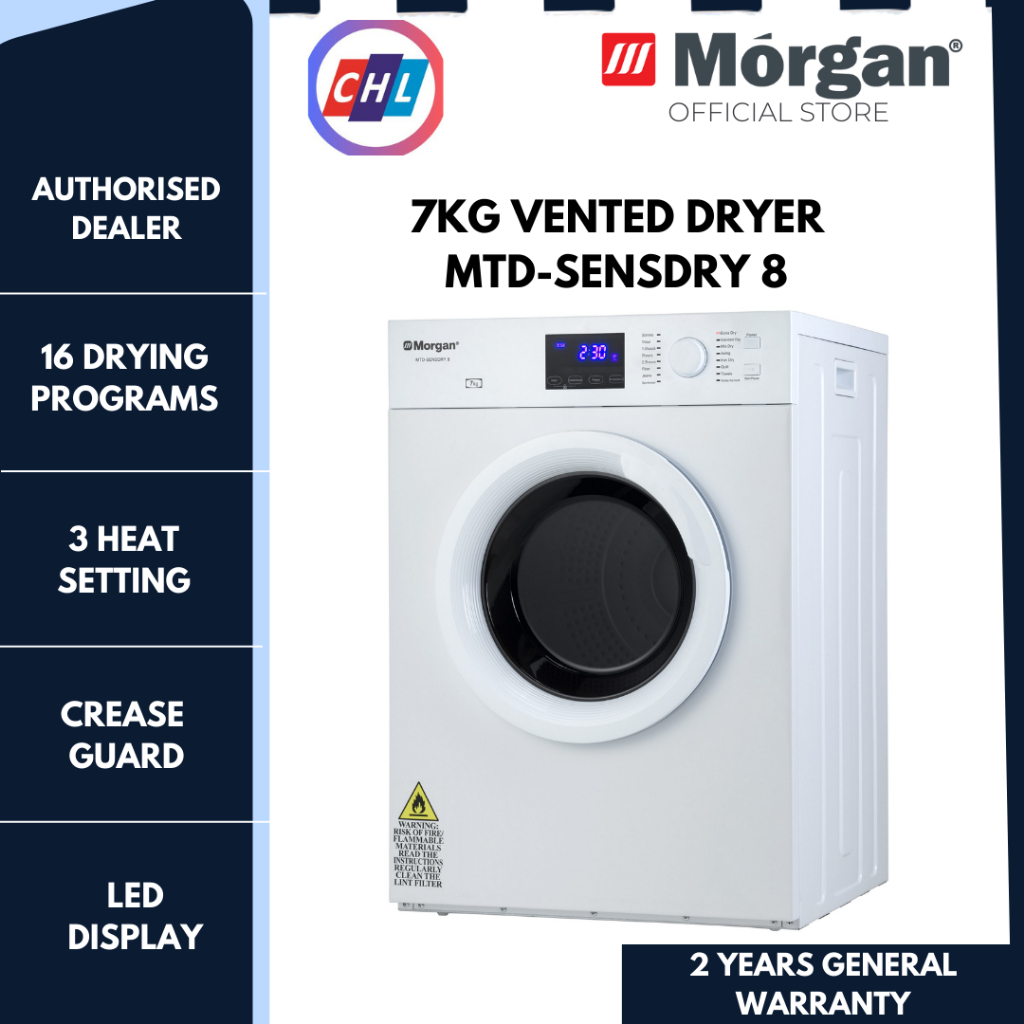 MORGAN (AUTHORISED DEALER) 7KG VENTED DRYER MTD-SENSDRY 8 - MORGAN ...