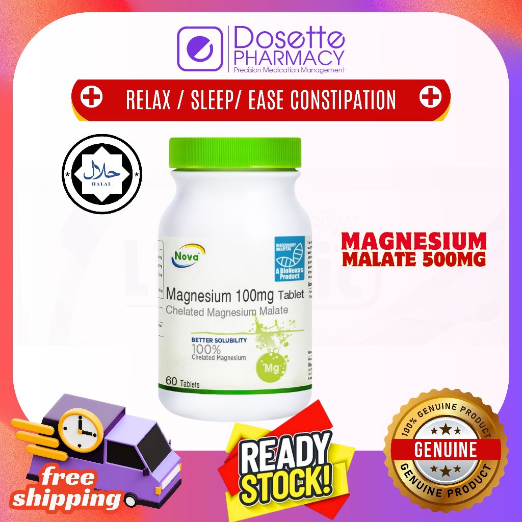 NOVA MAGNESIUM 100MG TABLET 60S [EXP 10/2025] MAGNESIUM MALATE 500MG